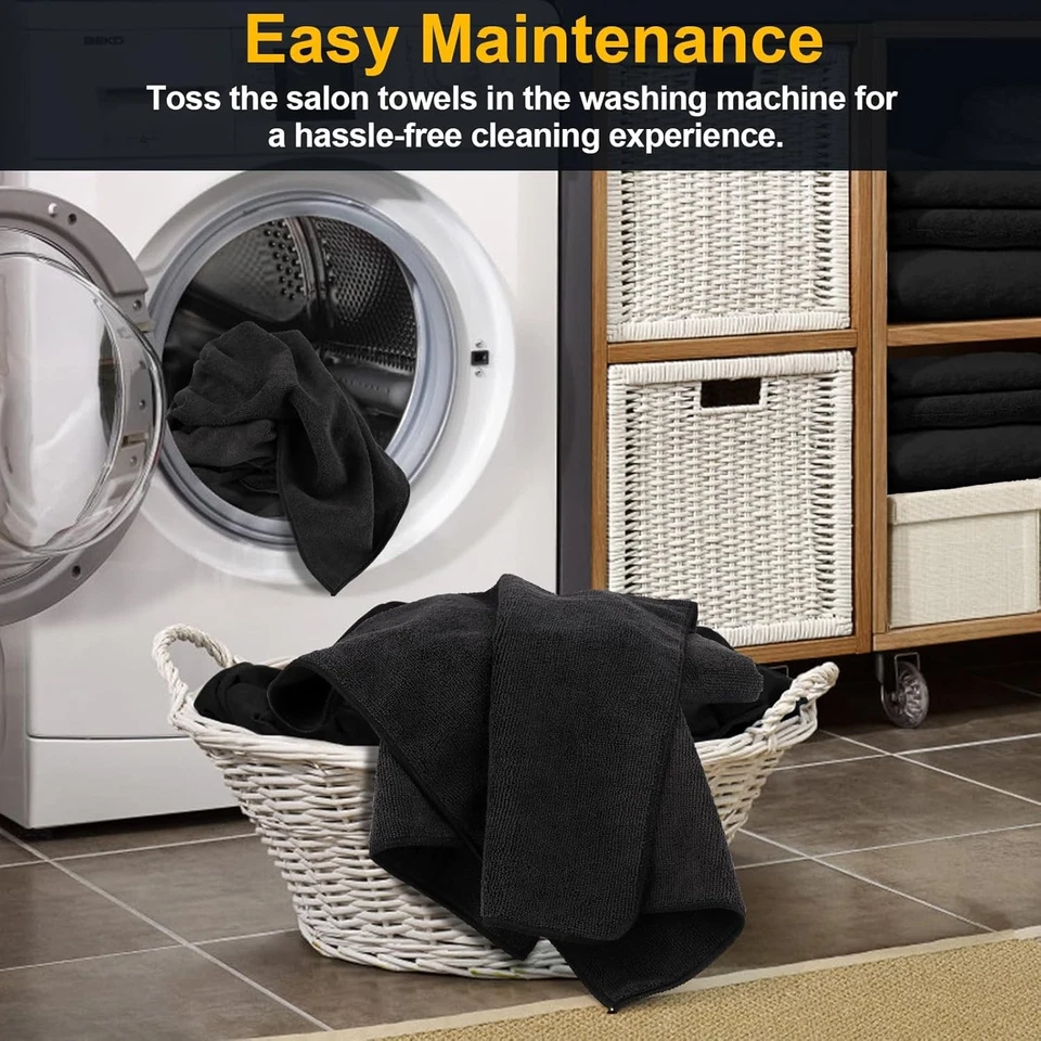 Paquete de 24 toallas de salón de microfibra para peluquero de 16x29 pulgadas paño de secado súper suave Foto 3 de 4