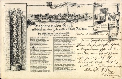 Poem postcard Beckum in Westphalia, De Bieckumer Raothues-Püt, the... - 11436657