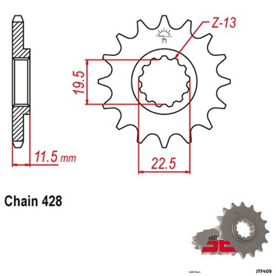 JT Sprockets Front Suzuki DR125 SE-R/S/T 94-96 JTF409.16
