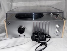Crosley CR6018D-NA Turntable, AM/FM Radio, 33/45, RCA, Aux, Silver/Beige Tested