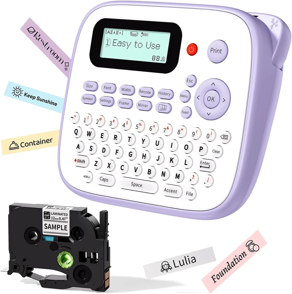 Label Maker Machine With-Tape Waterproof, Purple Desktop Label Maker for Teacher Label Maker Machine With-Tape Waterproof, Purple Desktop Label Maker for Teacher