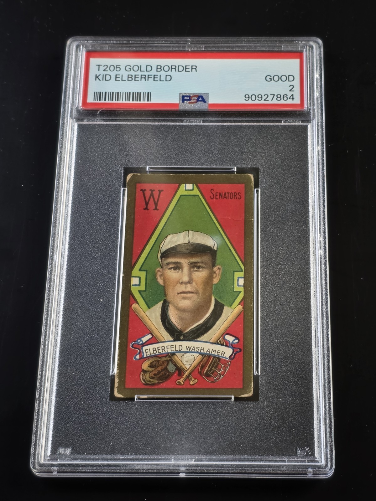T206 Washington Senators Kid Elberfeld PSA Grade 2.0. Great Looking Card. 