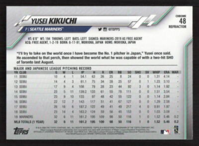 2020 Topps Chrome Yusei Kikuchi X-Fractor Refractor #48 Card | eBay