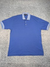 Vintage Five Star Shirt Men Medium Blue USA Made Short Sleeve Polo Casual Golf
