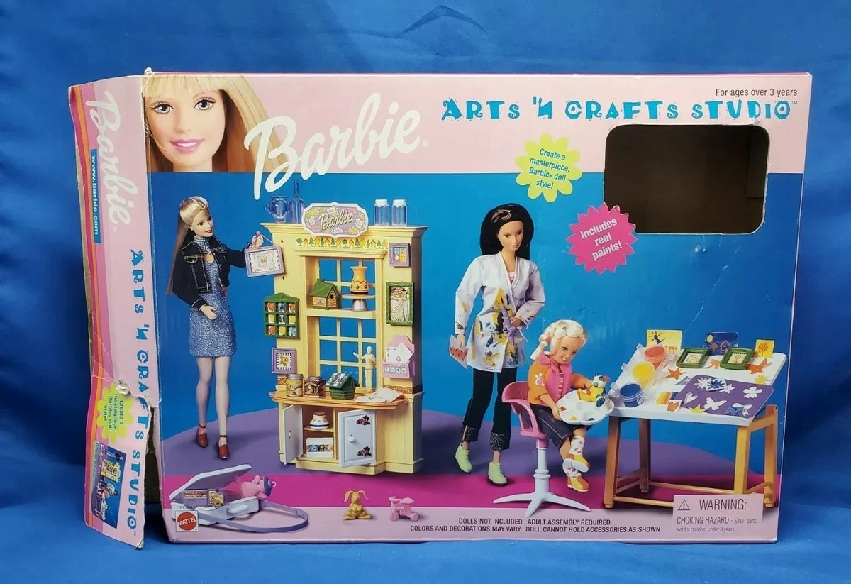 N17 ~ BARBIE DOLL ARTS N CRAFTS STUDIO WINDOW SHELF DESK CHAIR