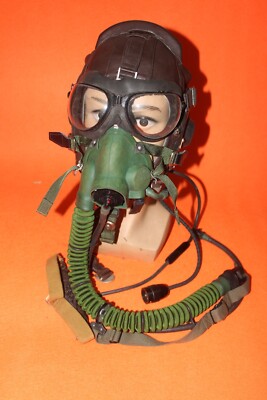 Flight Helmet Air Force Mig-15 Fighter Pilot Leather Oxygen Mask