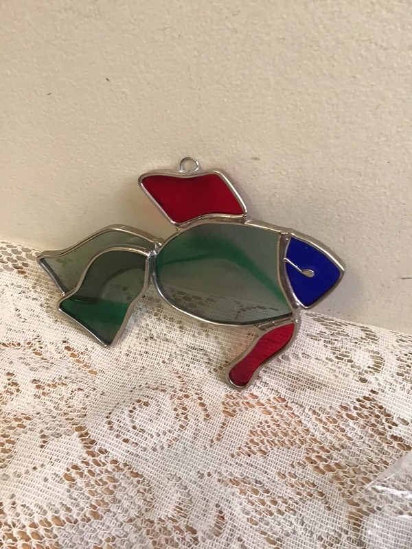 Stained Glass Multi Color FISH suncatcher or Ornament - Window Art