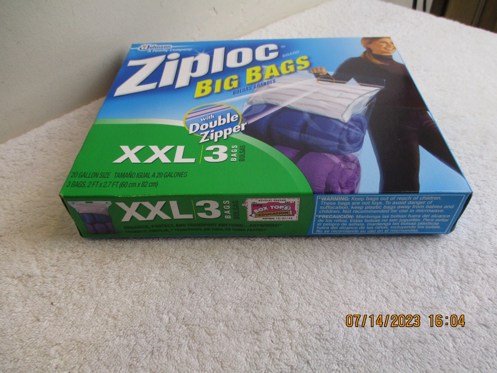 NEWZiploc Big Bags with Double Zipper 20 Gallon Size XXL 3 CountR10