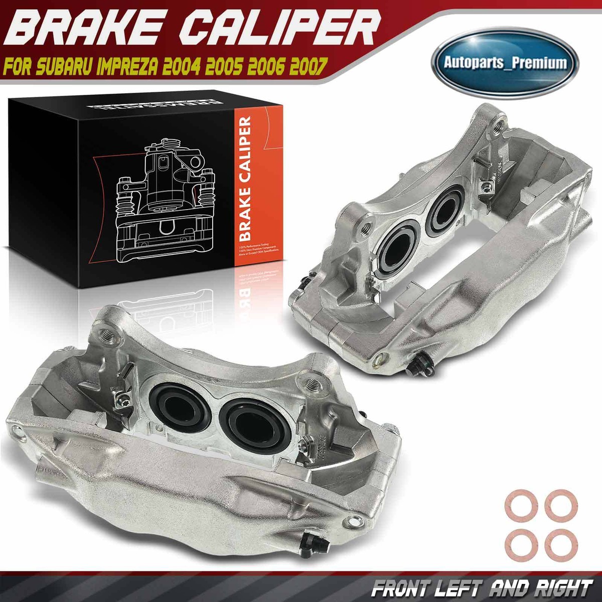 こ*い様 conpe10BLACK coronista Pair Front Side Brake Calipers for Subaru Impreza WRX STI 04-07 H4