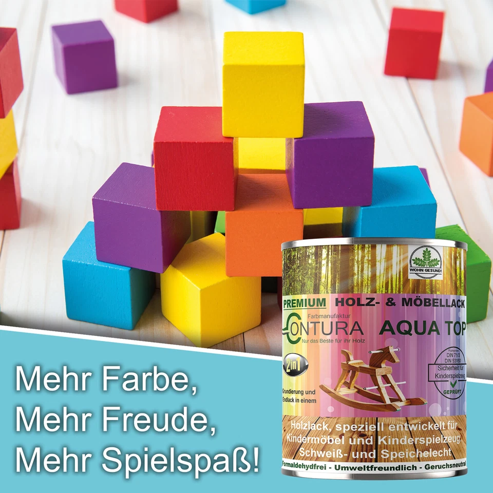 Möbellack Lack für Kinderspielzeug Glänzend Holzlack Kinderzimmer Möbel Farbe - Bild 4 von 4
