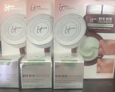 (3 Pack) IT COSMETICS BYE BYE REDNESS SKIN RELIEF FACE MOISTURIZER .237 oz/ 7ml