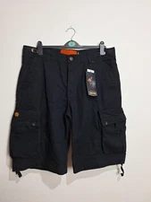 Jesse James Mens Black Cargo Short Industrial Workwear Pockets Large Brand New