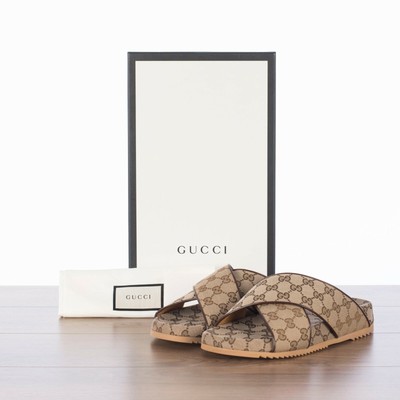 mens gucci canvas slides