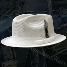 Garcia White Short Brim Viejo Fedora Style Signature Hat