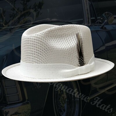 Garcia White Short Brim Viejo Fedora Style Signature Hat