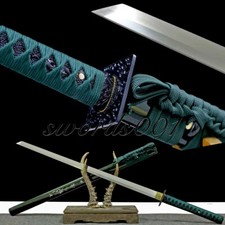 Elegante Espada Ninja Verde Hoja de Acero al Carbono Katana Samurai Japonesa Full Tang
