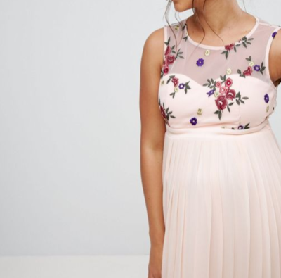 little mistress embroidered dress Rent Little Mistress Peach Embroidered Halter Midi main image 1