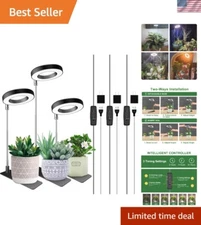 Dimmable 48 LED Plant Grow Light - Stylish Halo Design with Adjustable Height