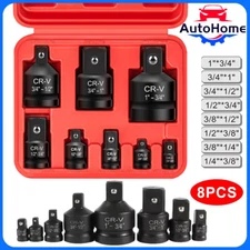 8PCS Impact Socket Reducer Adapter Set Convertor Adaptors 1/4" 3/8" 1/2" 3/4" 1"