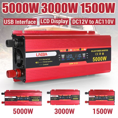 Grande 5000W Inverter Auto Display LED DC 12V 24V a AC 110V Convertitore Solare Camper - Foto 3 di 45
