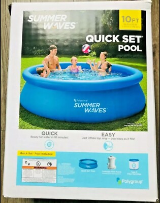  Summer Waves 10 ft x30 in Quick Set Inflatable Ring Pool with Filter Pump NEW