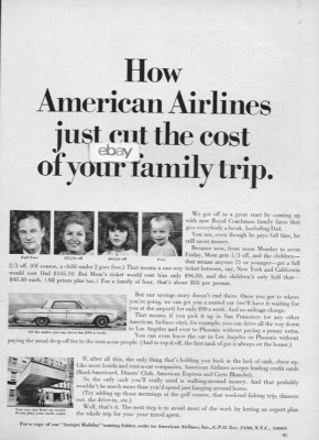 AMERICAN AIRLINES 1965 HOW WE JUST CUT COST OF YOUR FAMILY AD