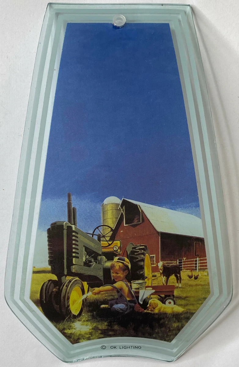 OK Lighting John Deere Tractor Boy Replacement Touch Lamp Glass Panel