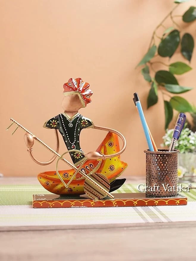 Handcrafted Iron Musician Pen Stand Holder Decorative Showpiece For Home Office - Image 3 of 4