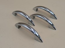 Four Vintage Mid Century Kitchen Cabinet Drawer Pull Handle Chrome Cast Alloy