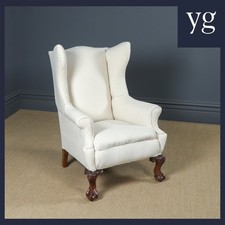 Antiker englischer georgianischer Chippendale Stil Ohrensessel Calico Bühne um 1860