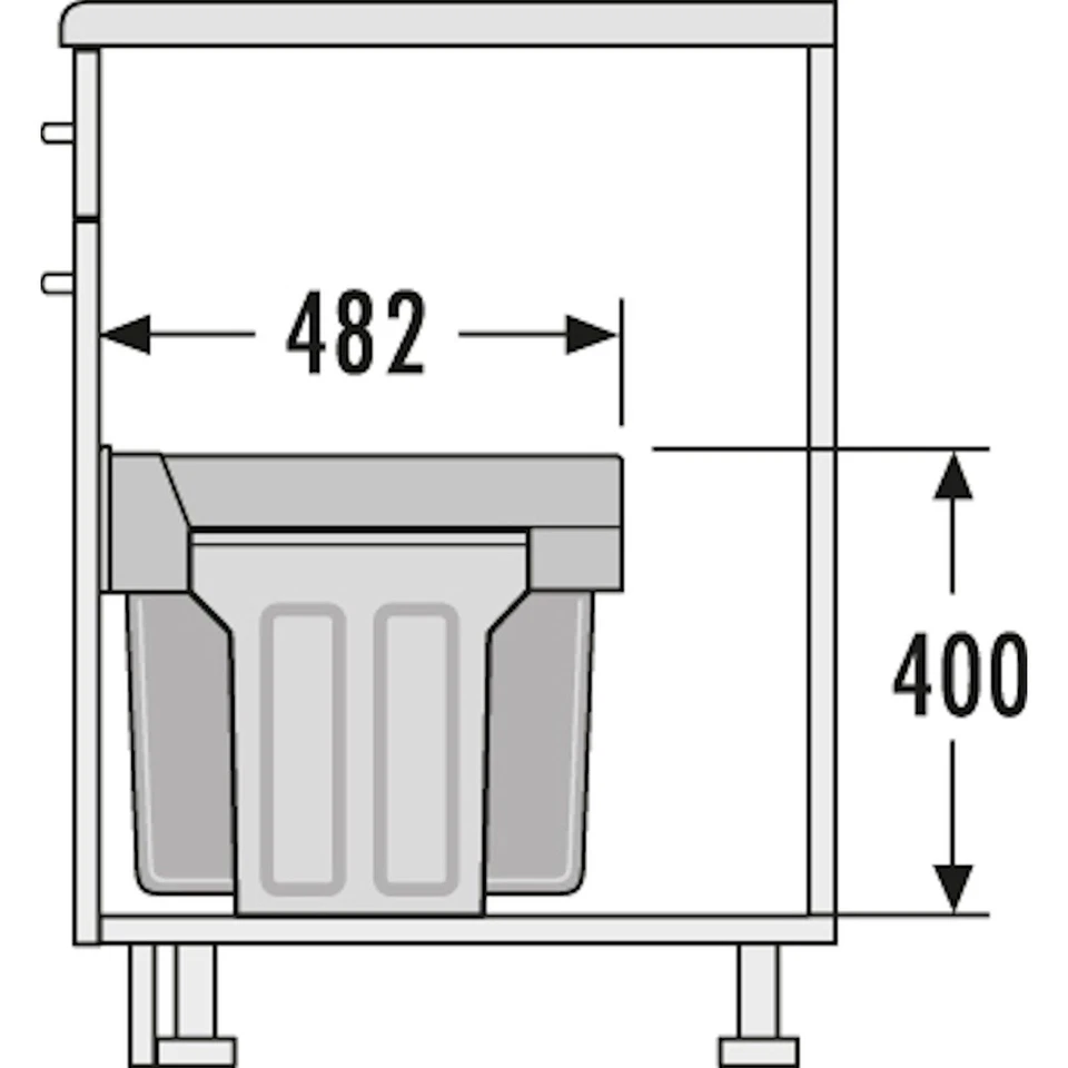 Abfallsammler Tandem 15L/15L Dunkelgrau Mülltrenner mit Vollauszug Hailo 3666101 - Bild 2 von 3