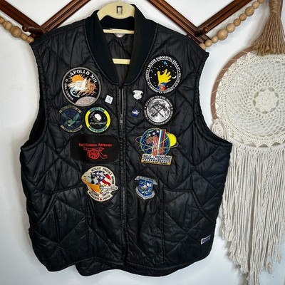 Big Smith Men's Black Quilted Space Patch Pin Vest L XL