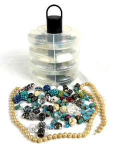 Various Jewelry Craft Beads & Michael's 4 Tier Round Storage Caddy, Free Ship