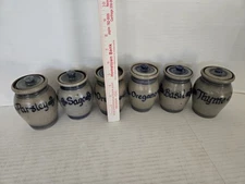 6 Rowe Pottery Works Salt Glaze Stoneware Herb Spice Jars & Lids FREE SHIPPING