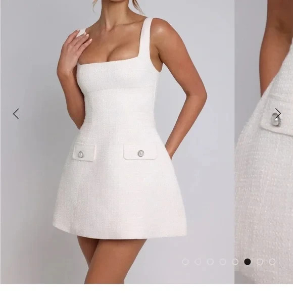 Babyboo Dorothy Mini Dress w/o Bow Ivory, Sequin Tweed, Size XS New NWT