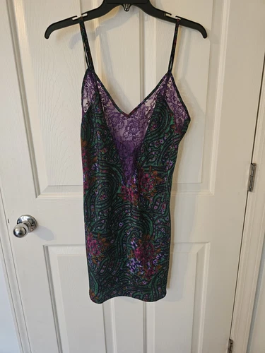 UNDERCOVER Abito Victoria's Secret Vintage Etichetta Oro Paisley Slip Taglia M