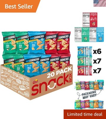 20-Count Low-Calorie Popped Corn Snacks - Sea Salt, Kettle Corn & White Cheddar