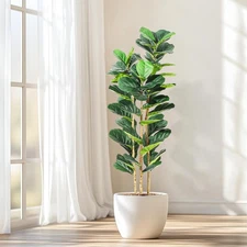5FT Artificial Fiddle Leaf Fig Tree ,Tall Fake Plant Artificial Tree ,Home Decor