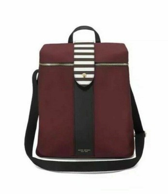 HENRI BENDEL Limited Edition Burgundy Crossbody Backpack Bag NEW iconic stripes