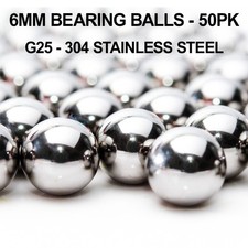 6mm Stainless Steel Bearing Balls - 50 pack - G25 - 304 Stainless Steel