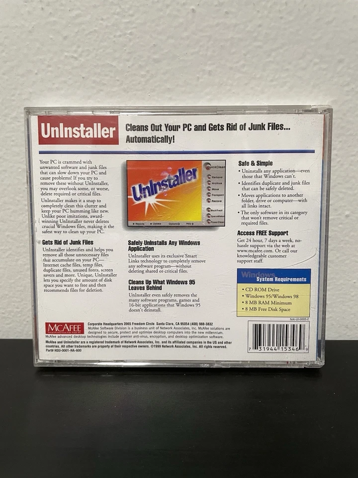 McAfee Uninstaller CD Cleans Windows Automatically 95 / 98 PC Computer Software - Image 4 of 4