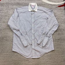 Brooks Brothers Oxford Button Shirt 15.5 - 33 Blue Brown OCBD French Flip Cuff