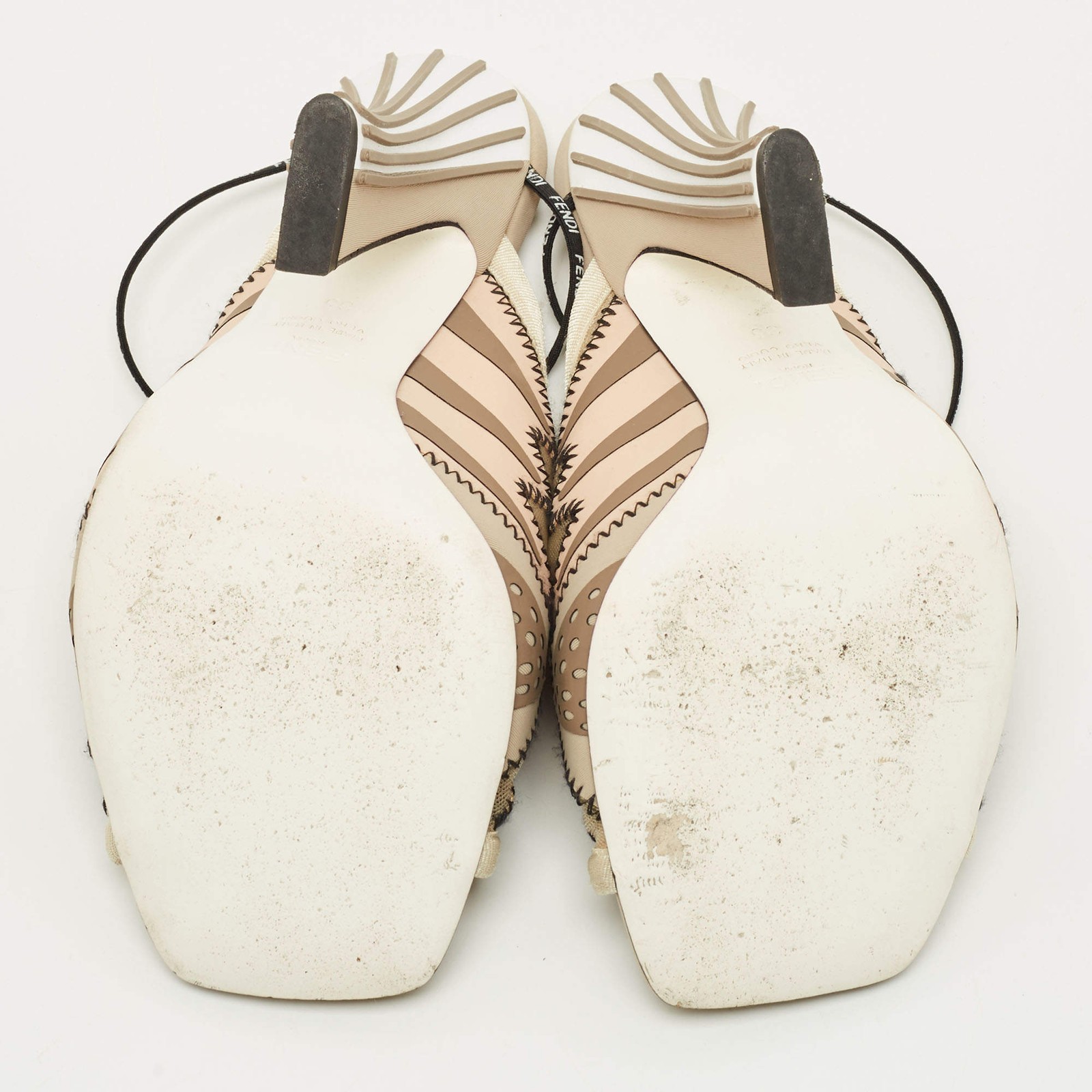 Fendi Size 35 Multicolor Fabric and Mesh Ankle Strap Sandals thumbnail 7