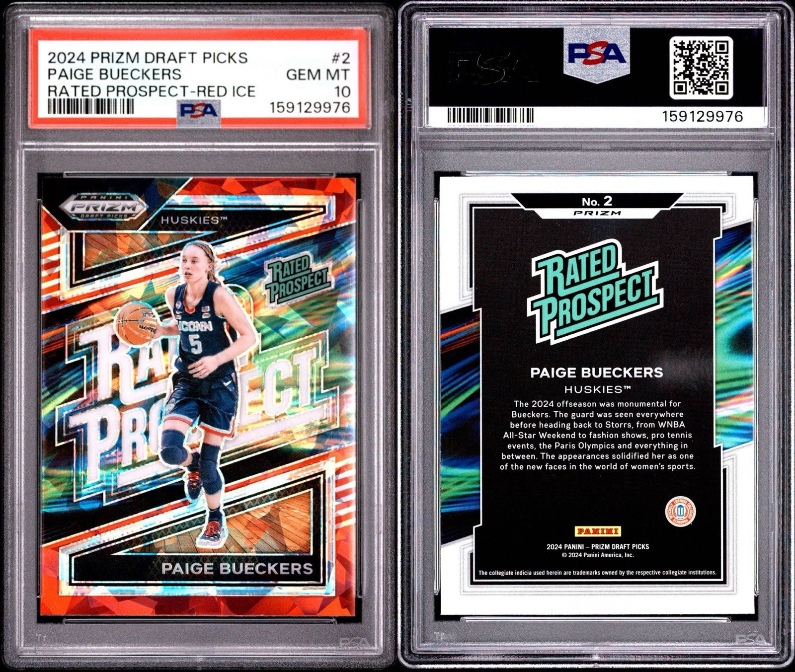 2024 PRIZM DRAFT PICKS #2 PAIGE BUECKERS RATED PROSPECT-RED ICE PSA 10 view 4