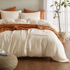 Muslin Duvet Cover Queen Size, 100 Washed Cotton Duvet Cover Set, Ultra Soft...