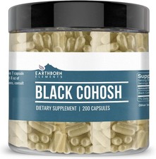 Earthborn Elements Black Cohosh 200 Capsules, Pure  Undiluted, No Additives