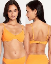 Old Navy Women  s Textured Underwire Balconette Swim Top Orange Size XS Large XL