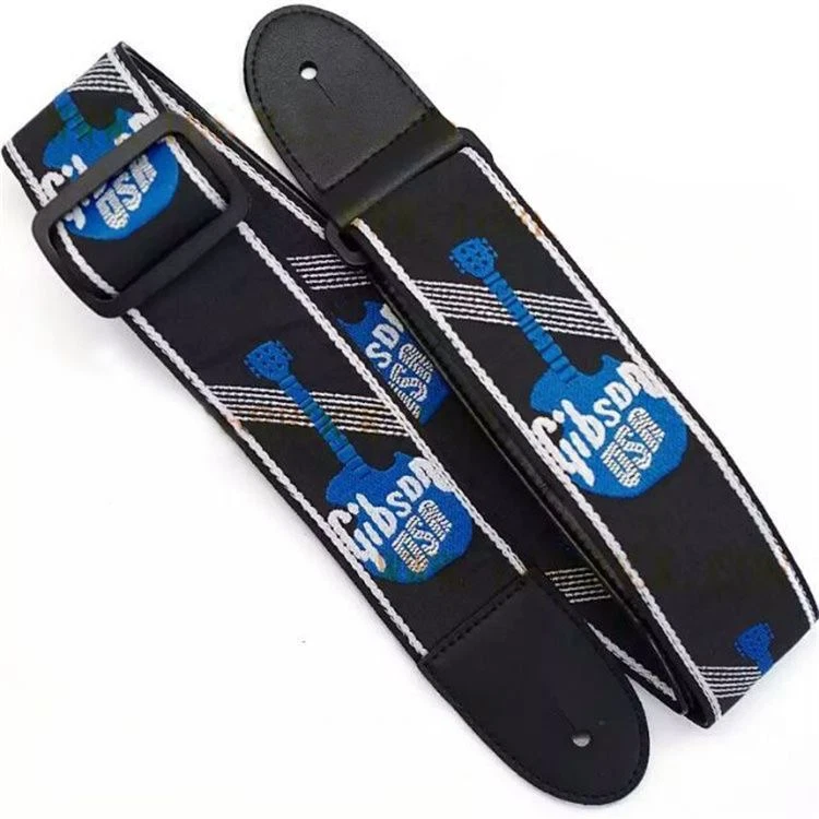 Гитарный регулируемый утолщенный тканевый кожаный ремень с вышивкой с принтом для Gibson - Изображение 4 из 4