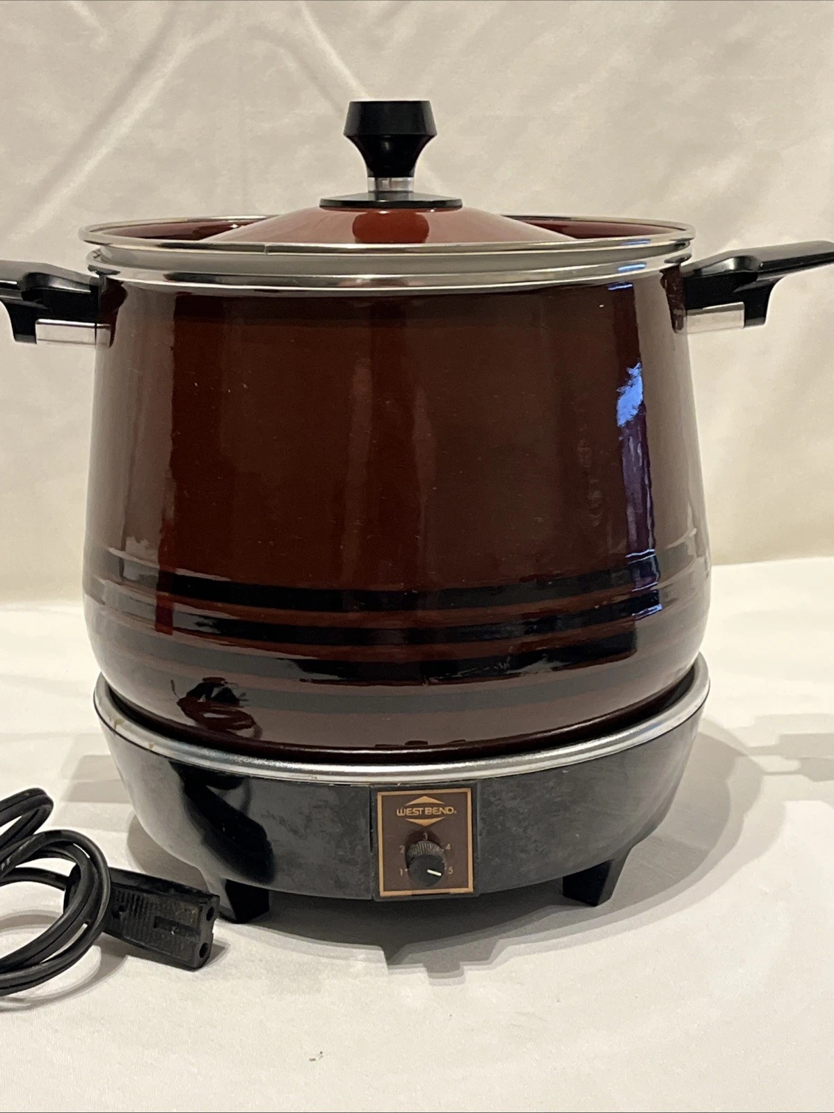 Vintage West Bend Electric Slow Cooker Crock Pot Brown 5 Qt Tested