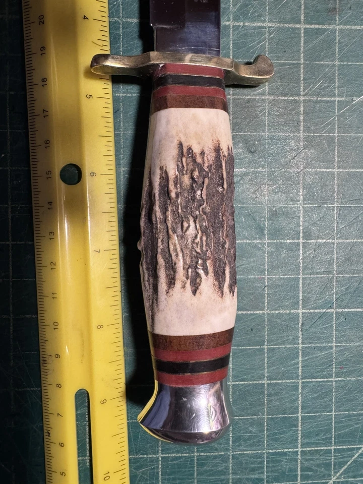 Linder Bowie 刀固定刀片 Solingen 德国 Inox Rostfrei Stag +鞘 — 第 4/4 张图片